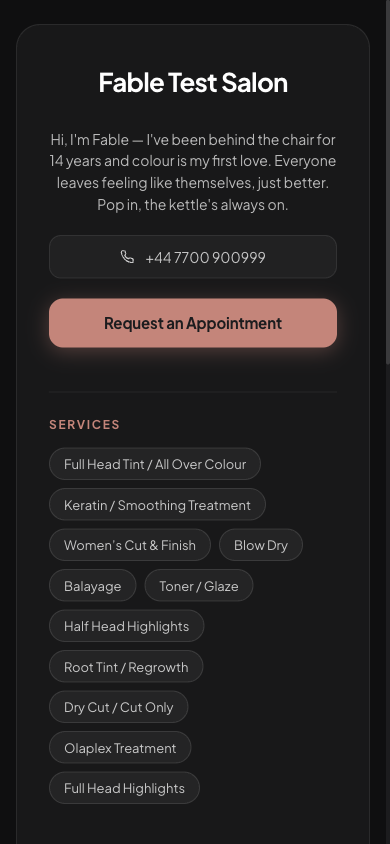 A Moshee booking page
